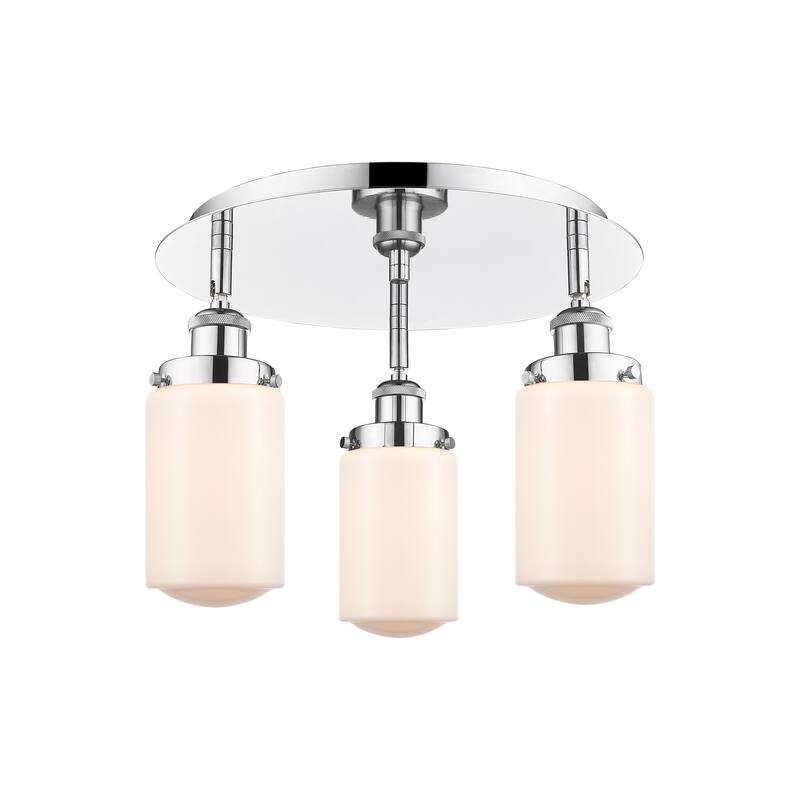 Innovations Lighting Dover - 3 Light 16" Flush Mount - Polished Chrome/Matte White