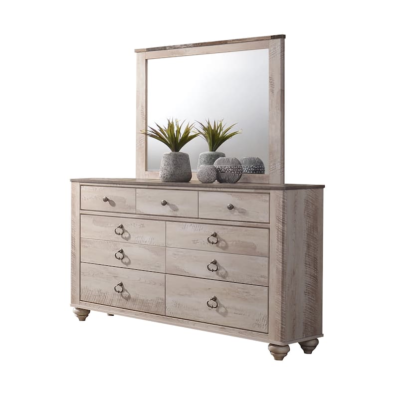 Roundhill Furniture Imerland Contemporary White Wash King 6-piece Bedroom Set