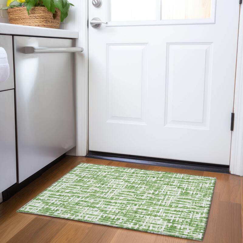 Premium Washable Super Soft Abstract Weave Mayfield Rug - Green - 1'8" x 2'6"
