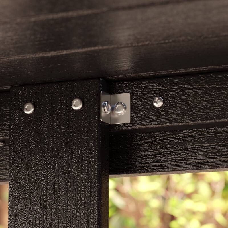 70.9" Outdoor Dining Table with Umbrella Hole, HDPE All Weather Patio Table Waterproof UV Resistant Rectangular Dining Table