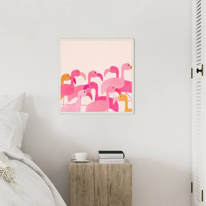 Flamingos by Kristian Gallagher Framed Canvas Wall Art