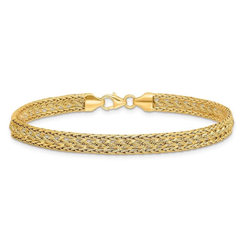 Curata 5.4mm 14k Gold Fancy Bracelet 7.5 Inch