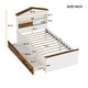 preview thumbnail 6 of 16, Twin Size House-Shaped Wooden Bed with Storage Shelf on the Headboard, Built-in Two Storage Drawers