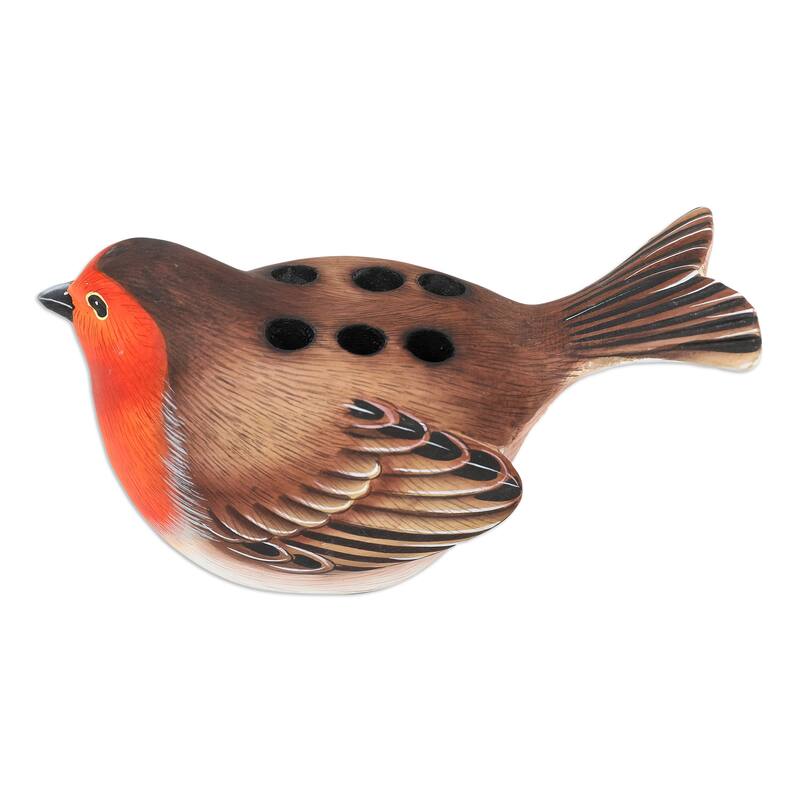 Novica Handmade Nesting Robin Wood Pen Holder - Wood Finish - Brown