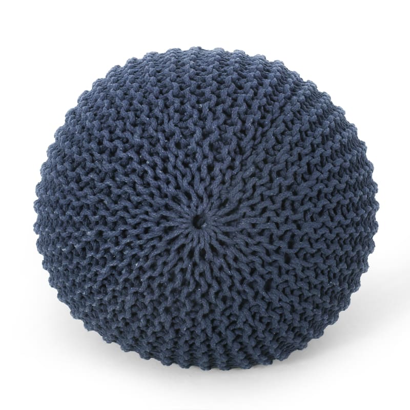 Bordeaux Knitted Cotton Round Pouf
