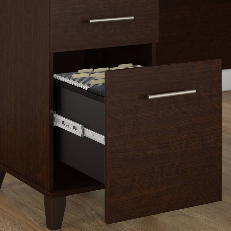 Somerset 72W Sit to Stand L Shaped Desk with Hutch and Cabinet in Gray