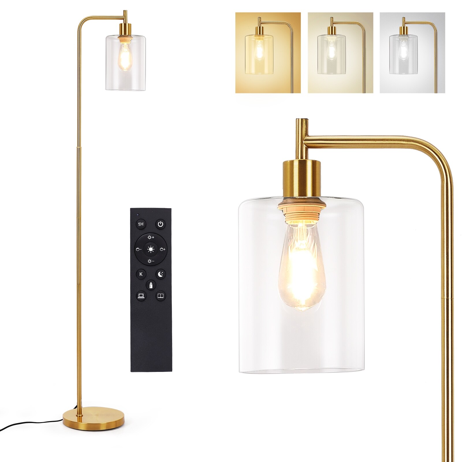 Industrial Floor Lamp with Clear Glass Shade Remote Foot Control On Sale Bed Bath Beyond 39763701