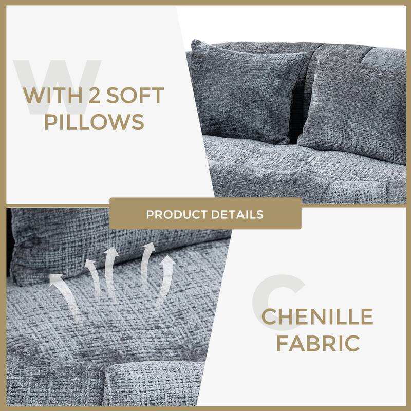 GDFStudio - Laurel Chenille 2-Seater Lazy Sofa with High-Density Foam and Oversized Comfort
