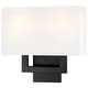 preview thumbnail 15 of 13, Black Wall Sconce Light With White Fabric Shade 13in W - 2 light