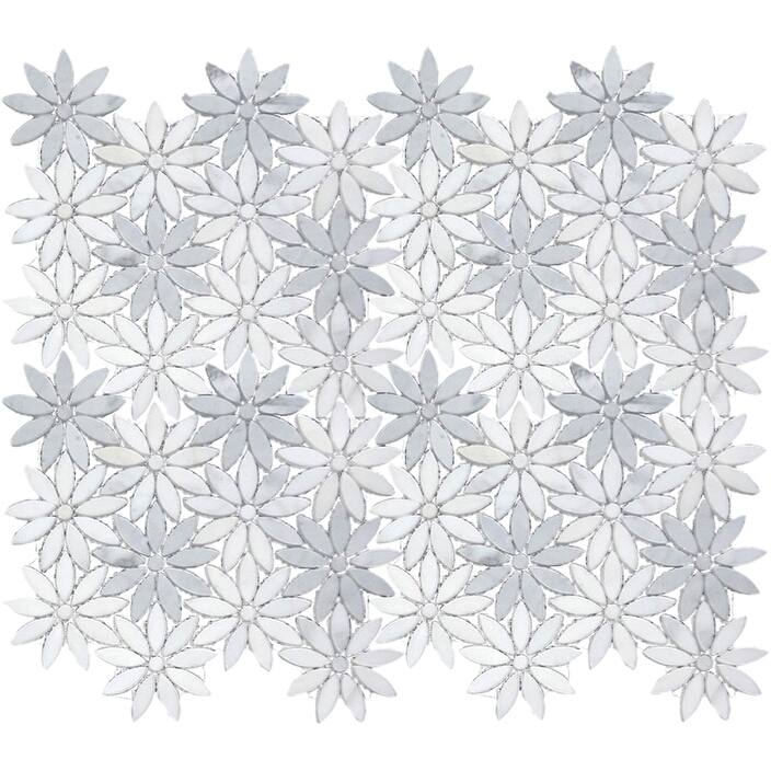 Apollo tile 10 x 11 Marmor Polished Eastern White, Bardiglio Marble Tile (3.85 sq ft/case) - 5 Pack