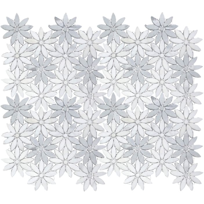 Apollo tile 10 x 11 Marmor Polished Eastern White, Bardiglio Marble Tile (3.85 sq ft/case) - 5 Pack