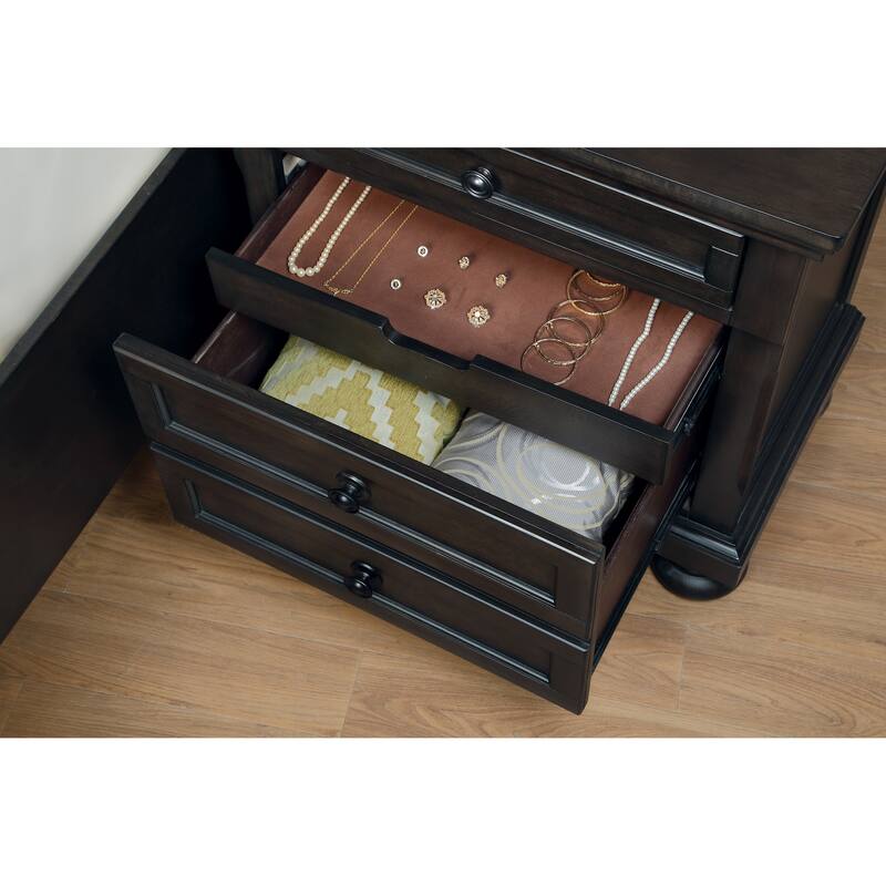 Transitional Design Nightstand, Two Dovetail Drawers Bun Feet, with