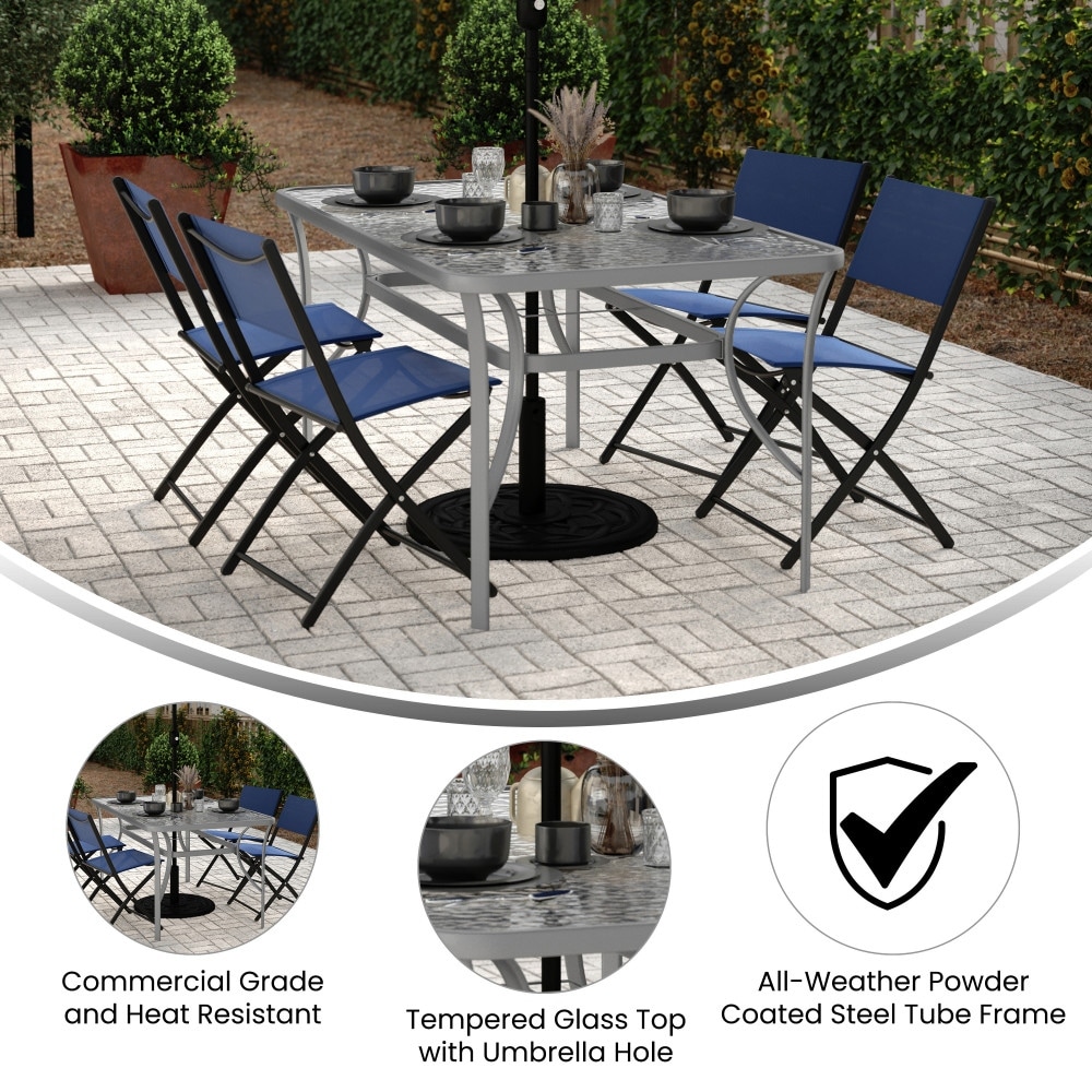 glass top patio table with umbrella Costway 32