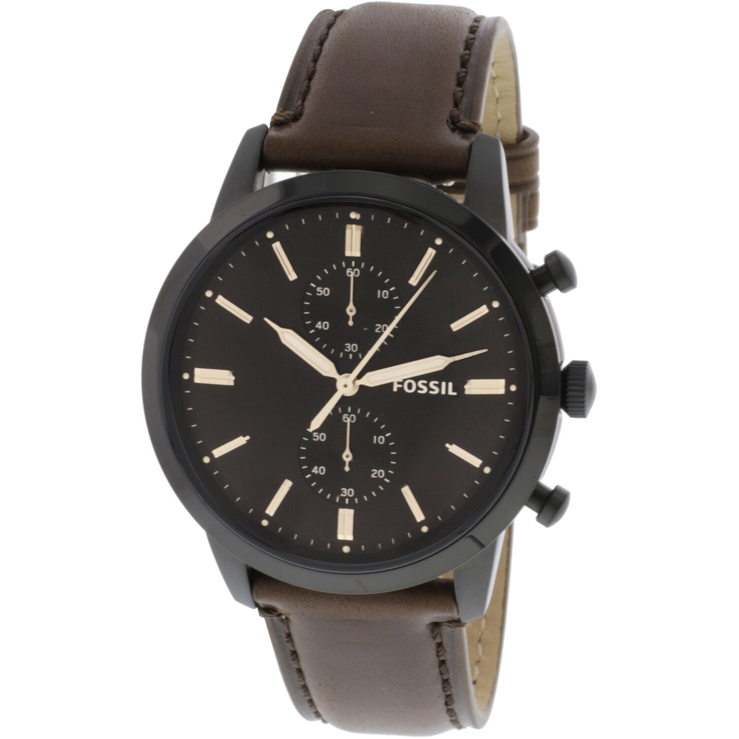 Shop Fossil Men S Townsman Fs5437 Black Leather Japanese Chronograph Fashion Watch On Sale Overstock 28670964
