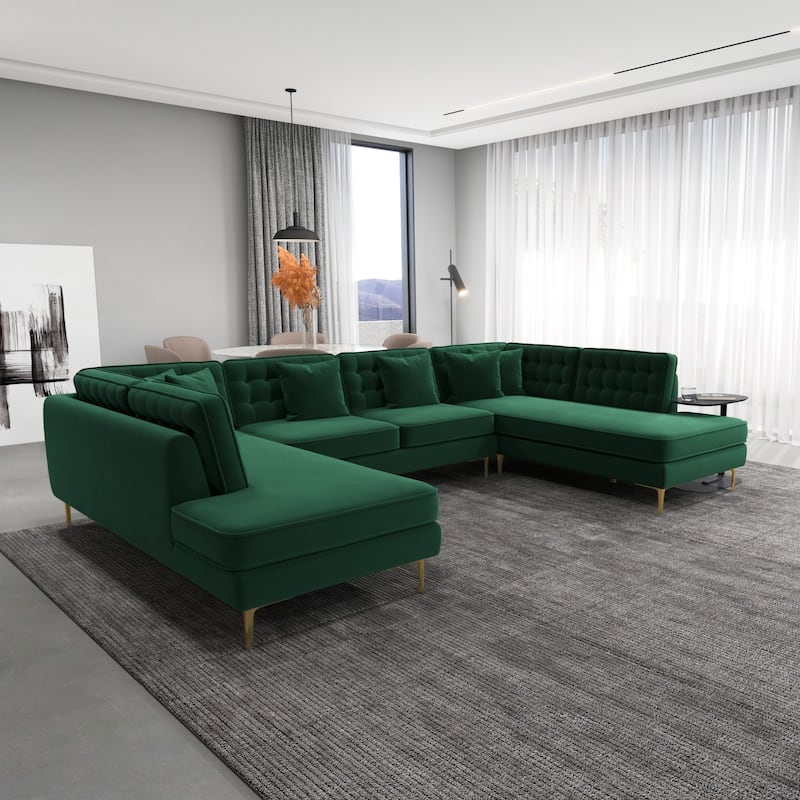 Cales Modern Living Room U-Shaped Velvet Corner Sectional Couch