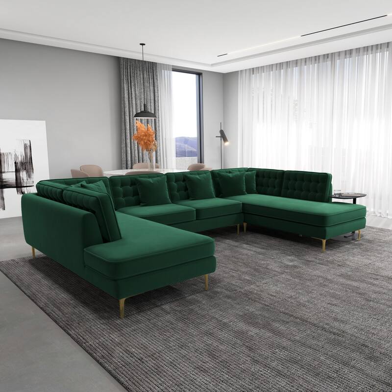 Cales Modern Living Room U-Shaped Velvet Corner Sectional Couch