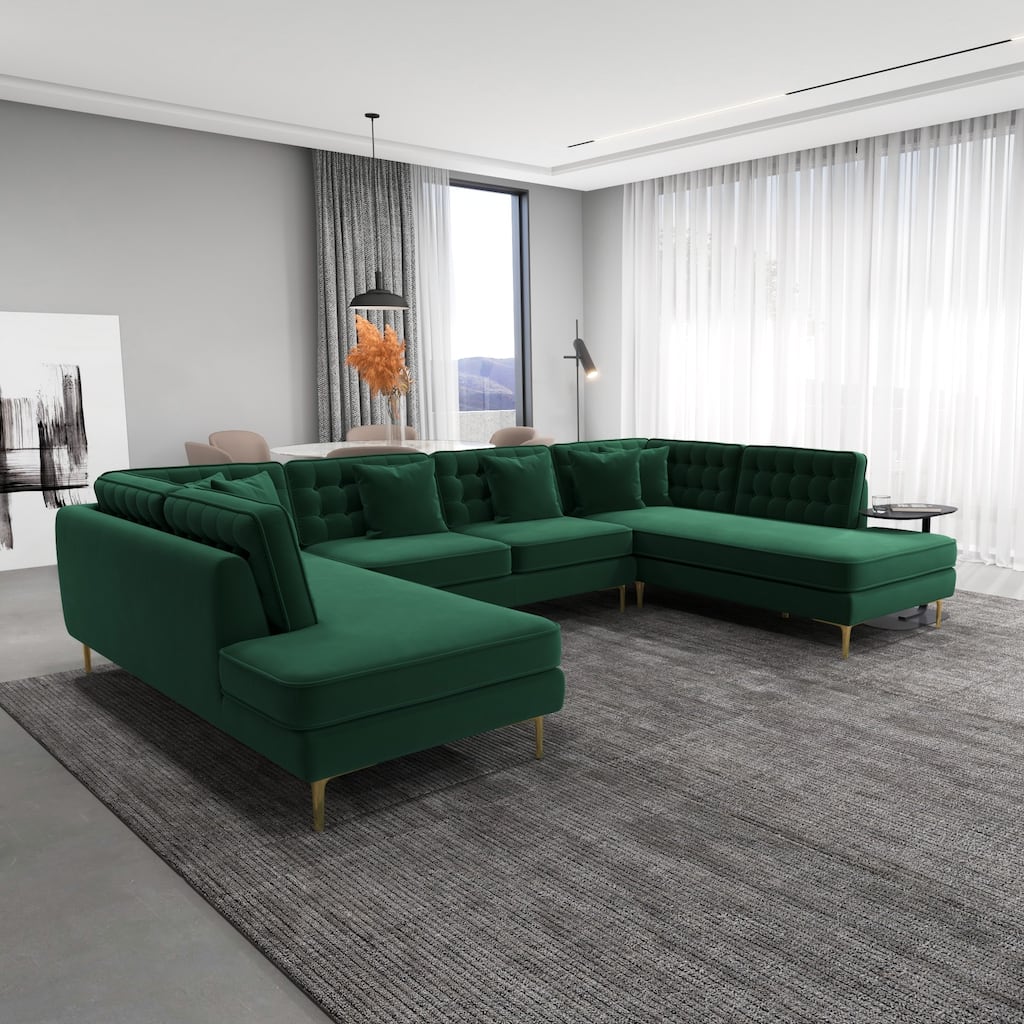 Cales Modern Living Room U-Shaped Velvet Corner Sectional Couch