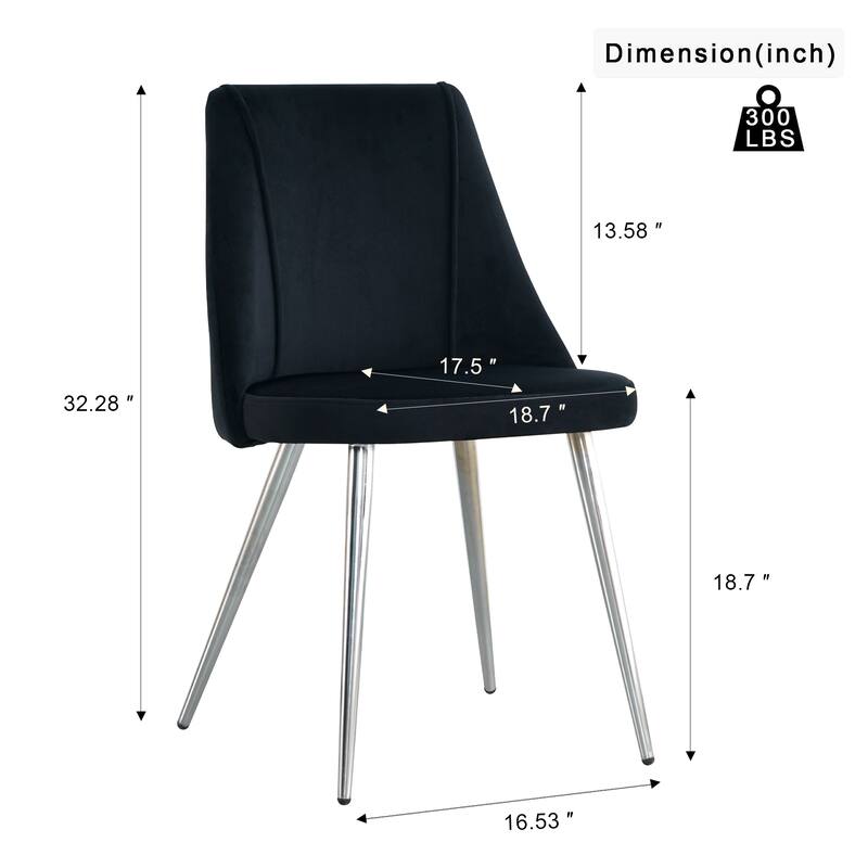 Set of 4 Modern Simple Velvet Dining Chair with Metal Legs