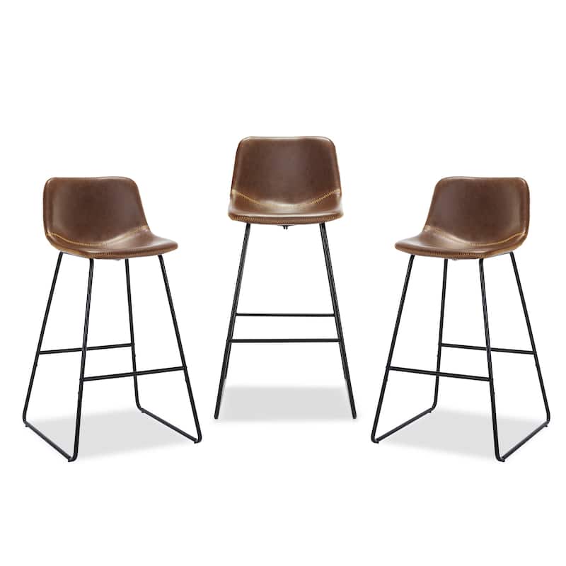 Modern 30.in Bar Height Bar Stool with PU Leather and Metal Frame Barstools for Kitchen Island