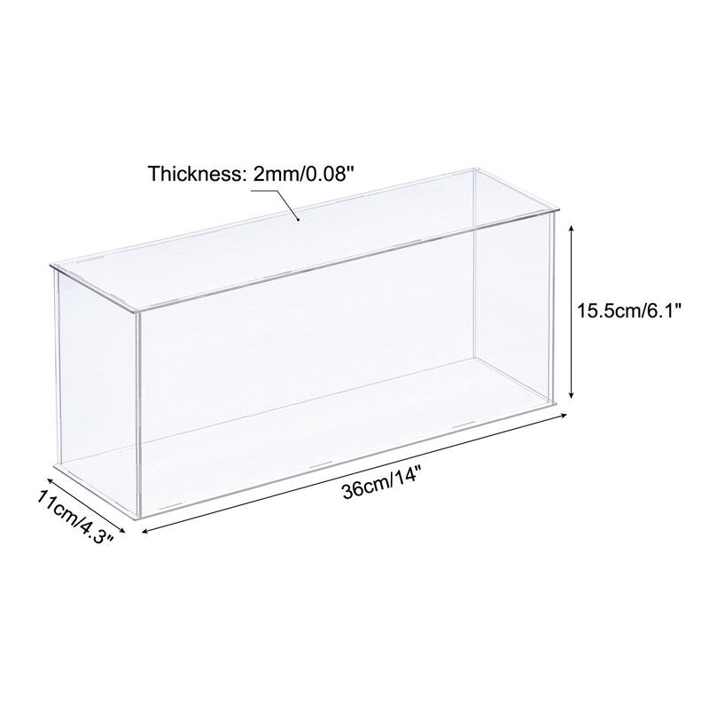 Acrylic Display Case Plastic Box Cube Storage Box Dustproof Showcase - 14x4.3x6.1 Inch