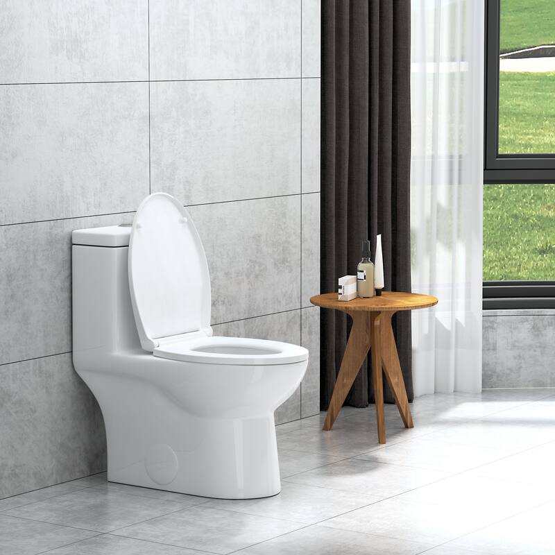 One piece dual flush elongated 12'' rough in toilet (Seat include) - N/A
