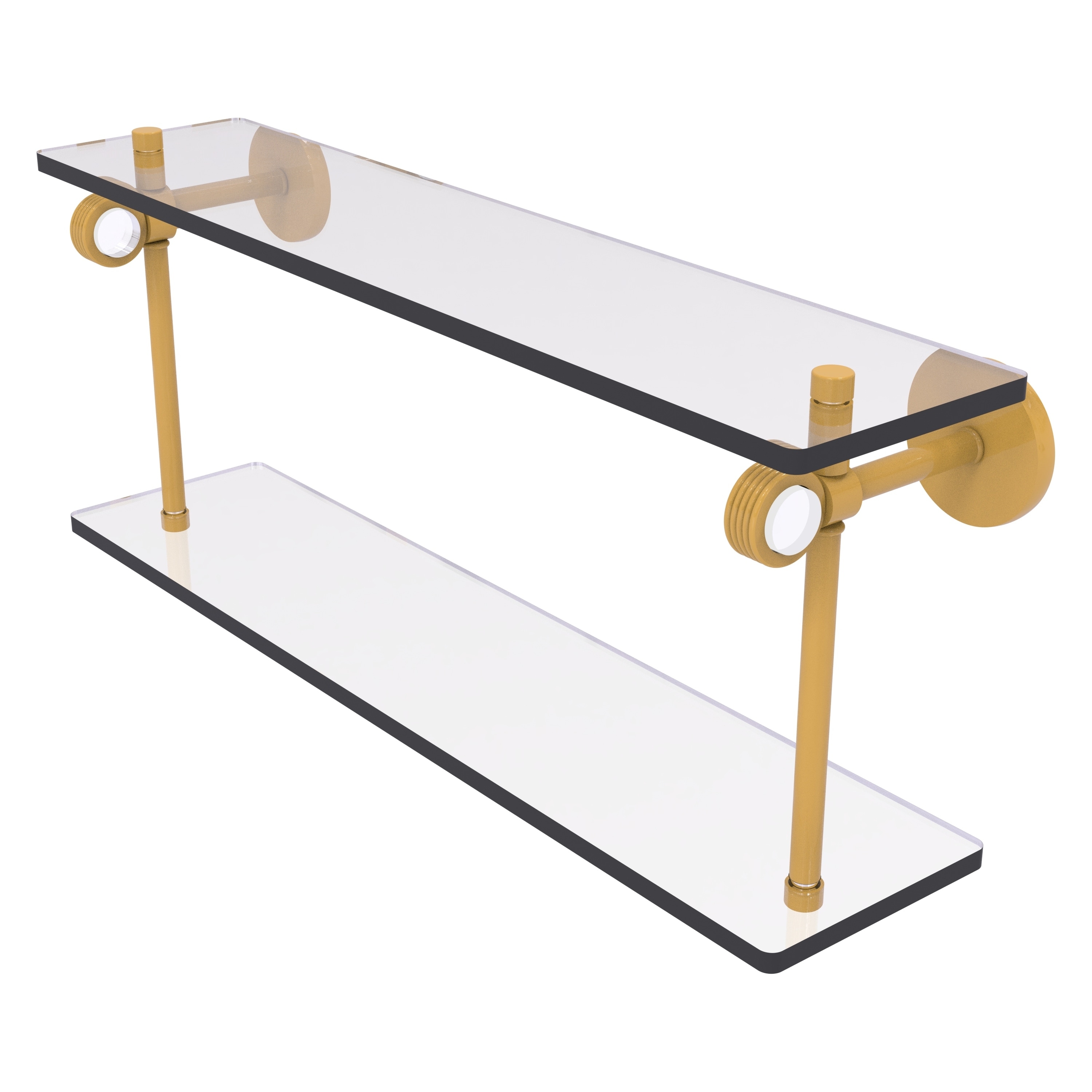 Allied Brass Clearview Collection 16 Inch Two Tiered Glass Shelf with Grooved Accents