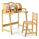 preview thumbnail 1 of 9, Costway Bamboo Kids Study Desk And Chair Set Height Adjustable Home - See Details Natural - See Details
