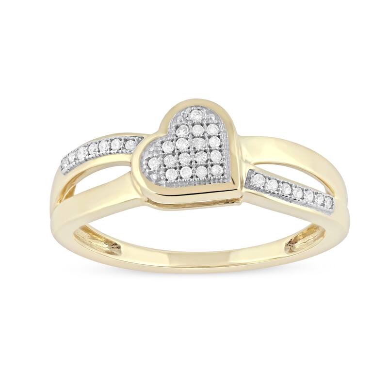 IGI Certified 1/10ct TDW Diamond Bypass Fashion Promise Ring in 10K Yellow Gold for Women