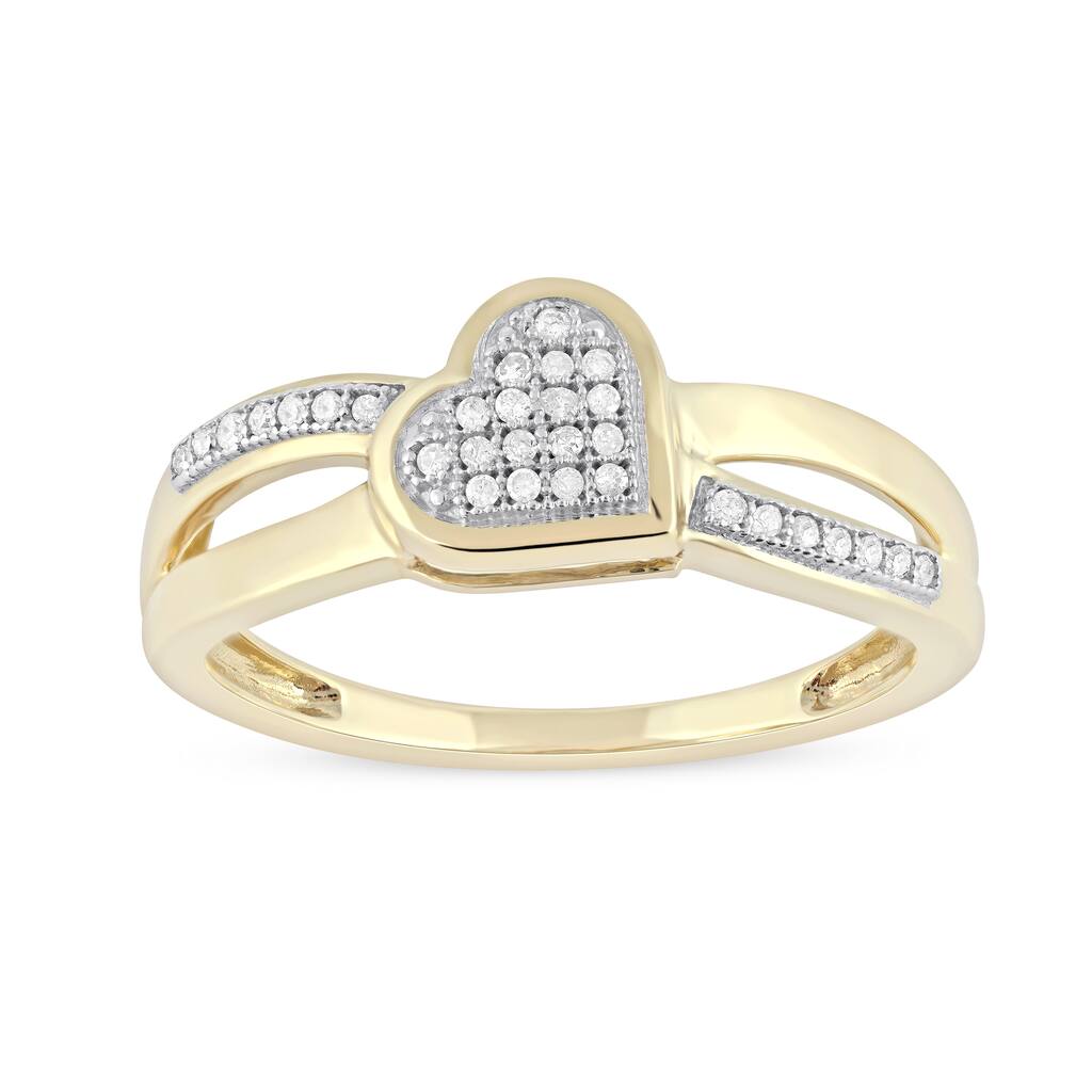 IGI Certified 1/10ct TDW Diamond Bypass Fashion Promise Ring in 10K Yellow Gold for Women