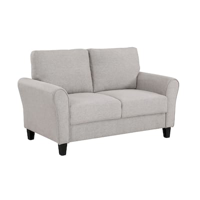 Leroi Loveseat, 58 Inch, Gray Fabric and Round Flared Armrests