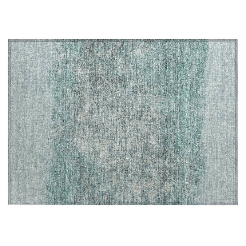 Machine Washable Indoor/Outdoor Border Ombre Chantille Rug