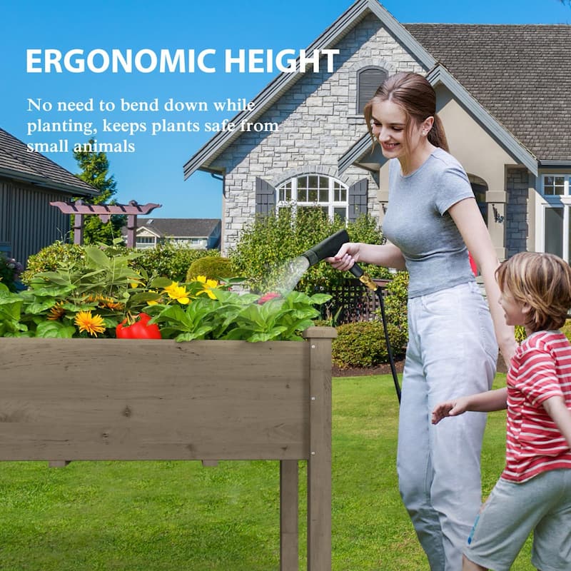 VEIKOUS Raised Garden Bed Outdoor, 6.8 Cu.Ft Large Planting Space, Solid Cedar Wood Planter Box