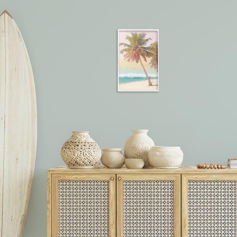 Stupell Pastel Gradient Beach Scene Framed Giclee Art Design By Amber Sterling