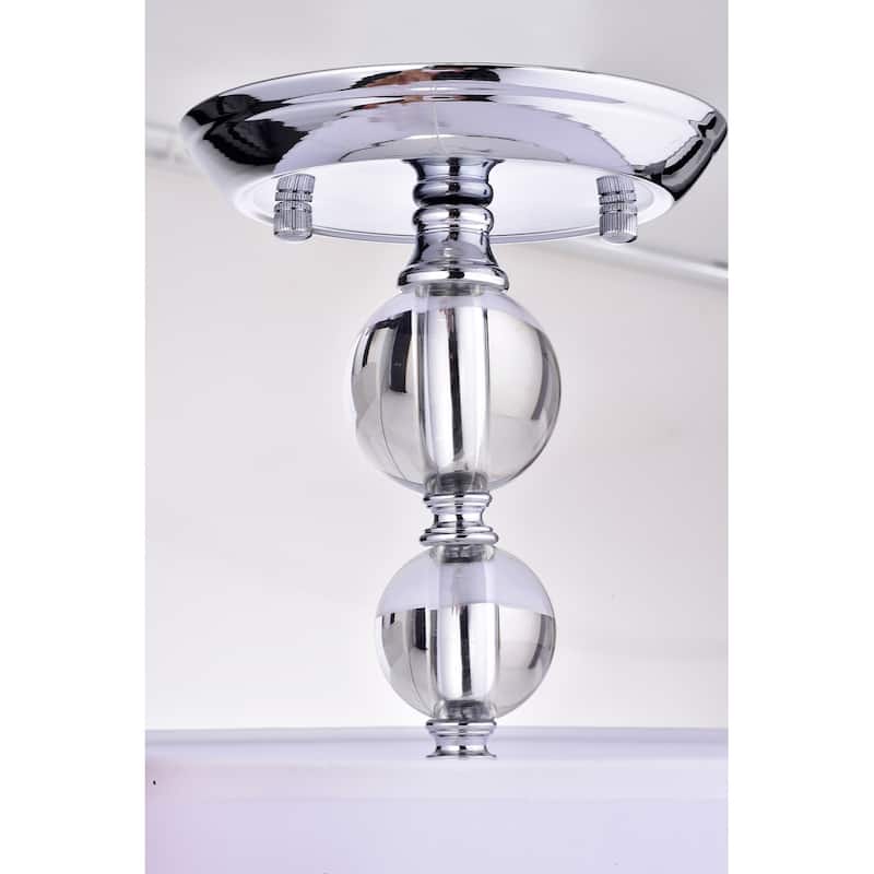 Chrome 3-Light Decorated White Drum Semi Flush Mount