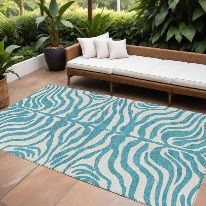 HomeRoots Animal Print Transitional Rectangle Outdoor Rug - 9' X 12'