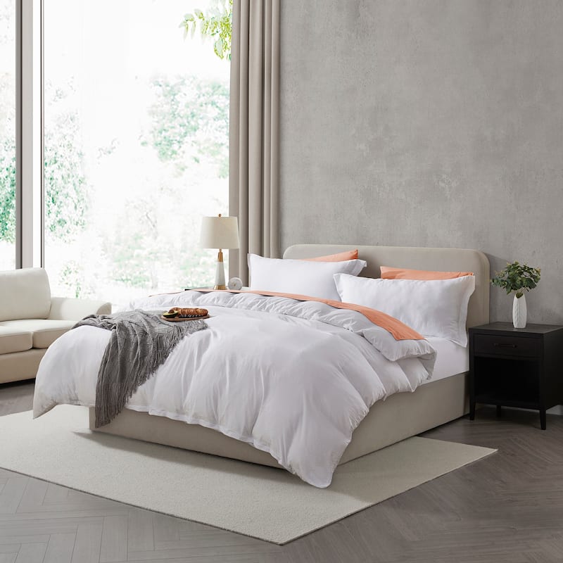 Nestl Premium Ultra Soft Pre-washed Duvet Cover Set with Zipper Closure and Corner Ties - Full - White