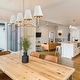 preview thumbnail 9 of 10, Modern Farmhouse 4-Light Gold Chandelier Island Lights with Fabric Shade for Dining Room