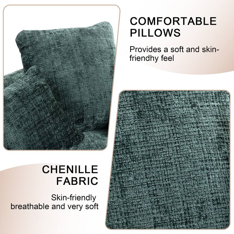 Chenille Upholstered Durable Comfort Lounger High Back Bean Bag Lazy Sofa With Three Pillows