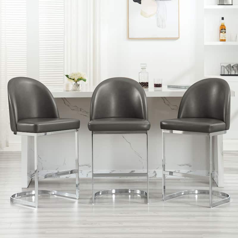 26" Upholstered Counter Stool/ Bar Stools with Metal Legs - 38.8"H x 17.9"W x 20.9"D