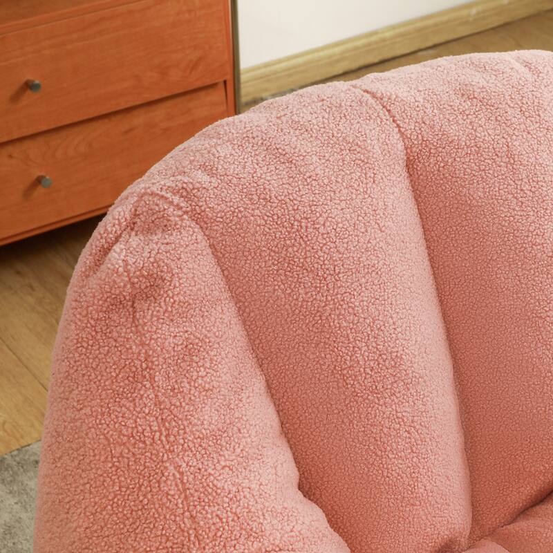 Teddy Fabric Bean Bag Lounge Chairs with Memory Foam Filling