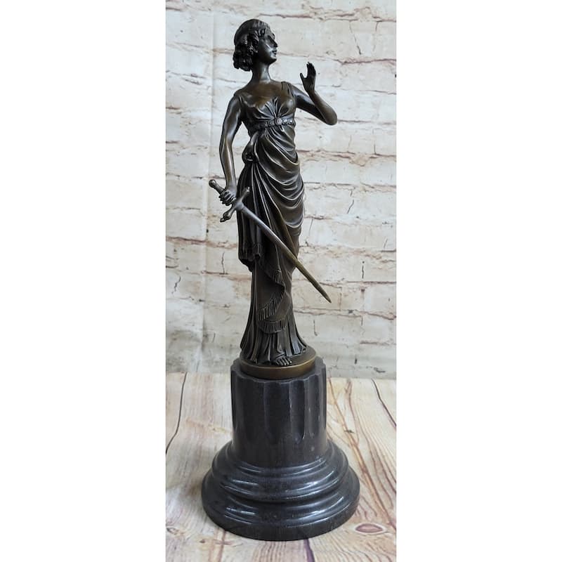Bronze Statue Ancient Rome Greek Soldier Warrior Marble Sculpture Figurine Art