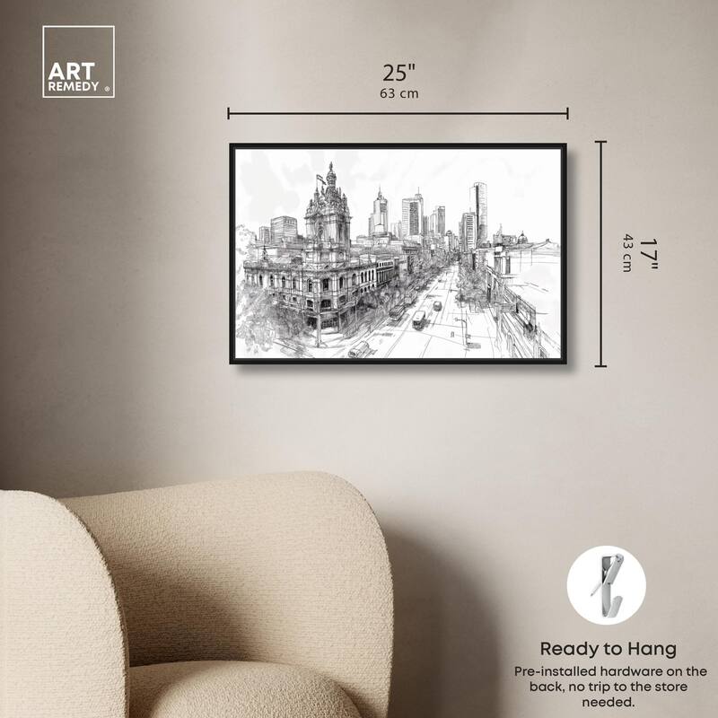 Collins Street Sketch Canvas by Art Remedy