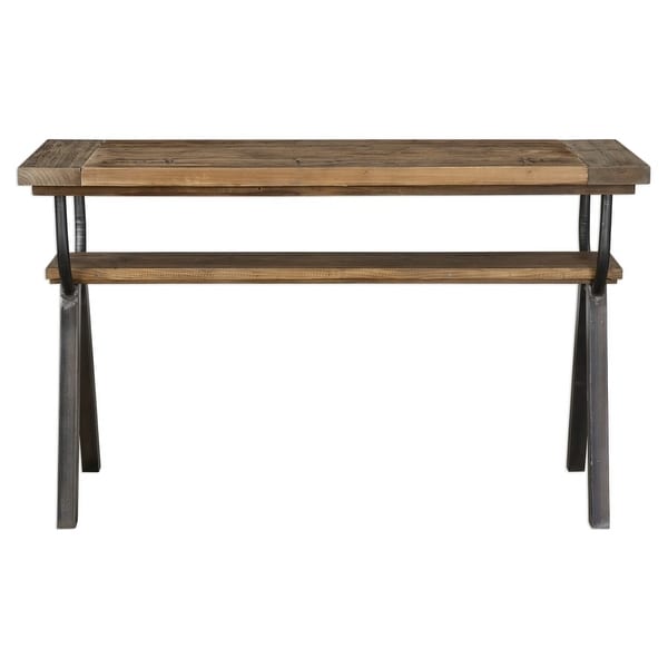 Uttermost 24775 Domini 52 Inch Wide Pine Wood Console Table Uttermost 24775 Domini 52 Inch Wide Pine Wood Console Table With Iron Base By Ma