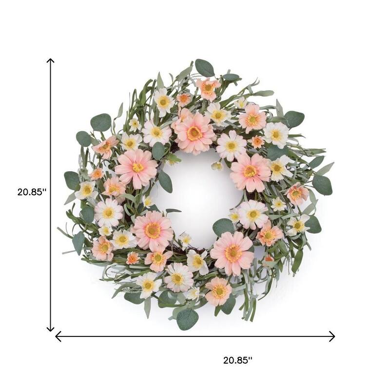 HomeRoots 21" Pink And Green Maple Artificial Wreath