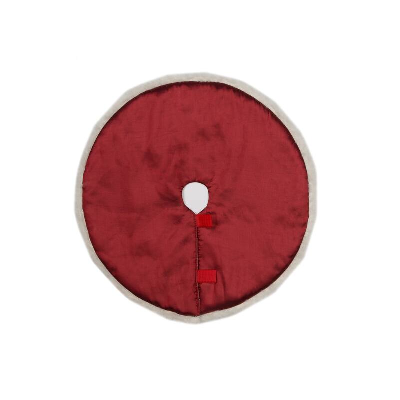 Snowing Christmas Tree skirt with Faux Fur Trim, 20 inches - 20 in
