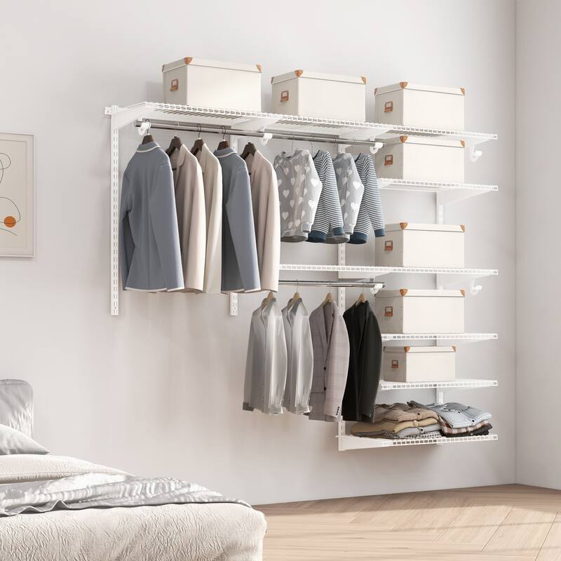 Gymax Custom Closet Organizer Kit 4 to 6 FT Wall-mounted Closet System