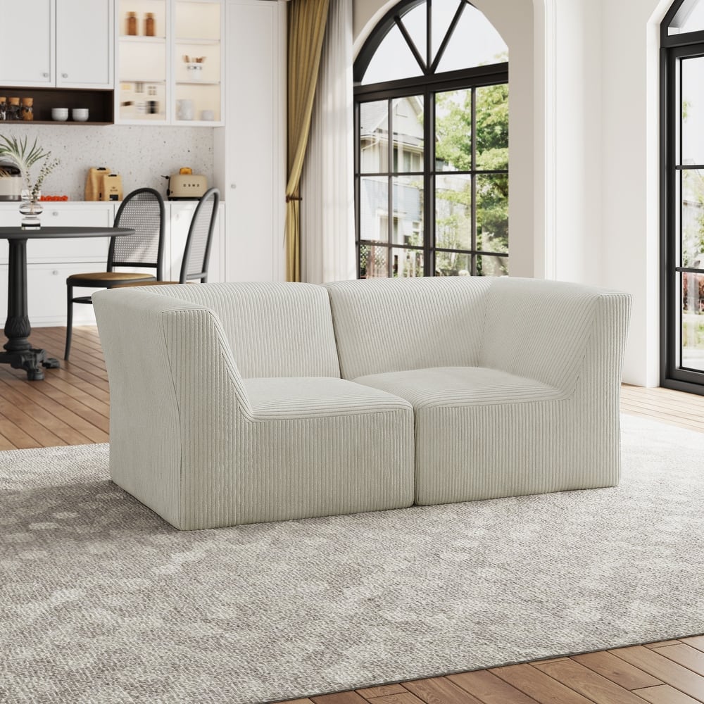 Modern Corduroy Fabric Loveseats Sofa Sectional Sofa