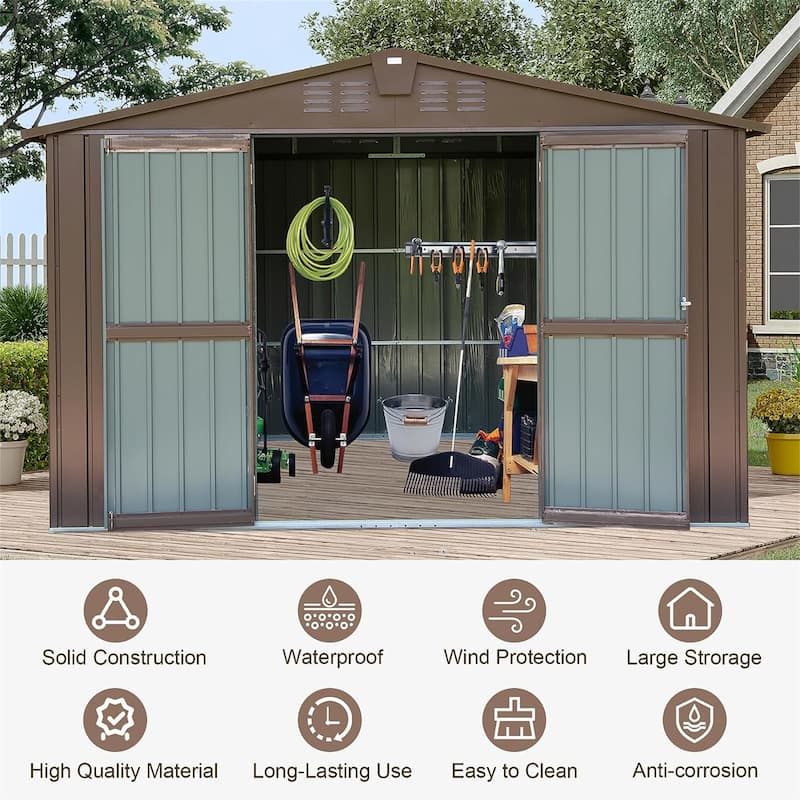 Outdoor Waterproof Metal Storage with Lockable Double Door