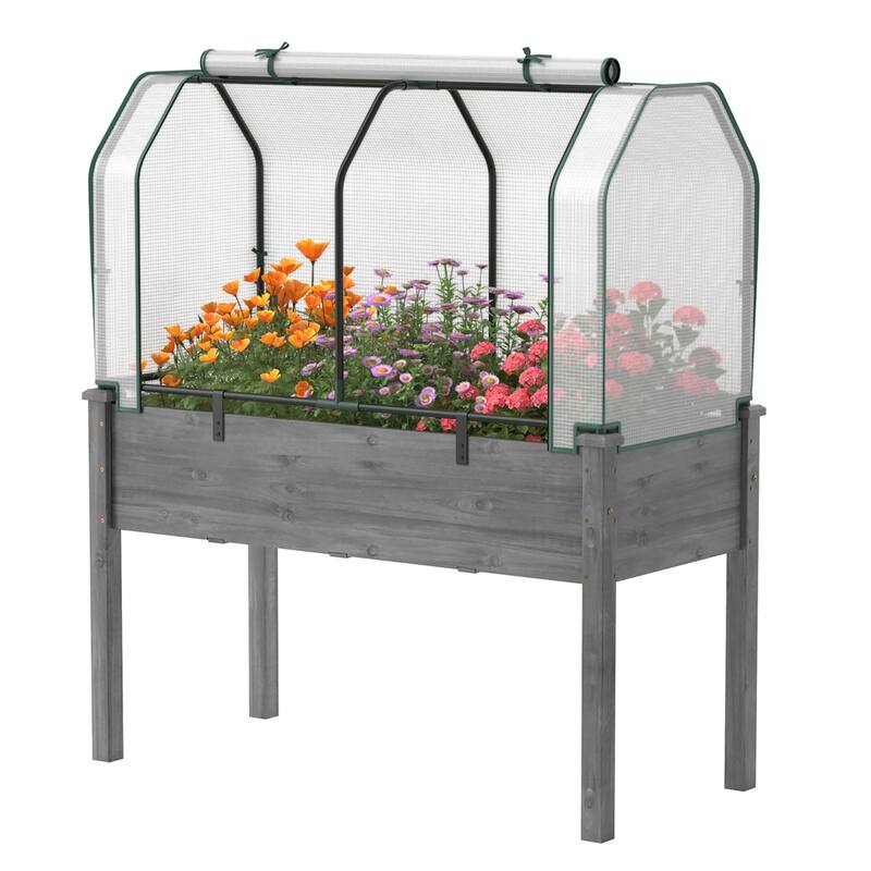 Costway Raised Garden Bed with Dual Zipper Door Greenhouse for Patios