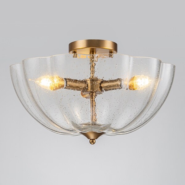 【在庫僅少】 Fixture Light Ceiling Glass Light 3 Gold Mount Flush Semi シーリングライト・天井照明